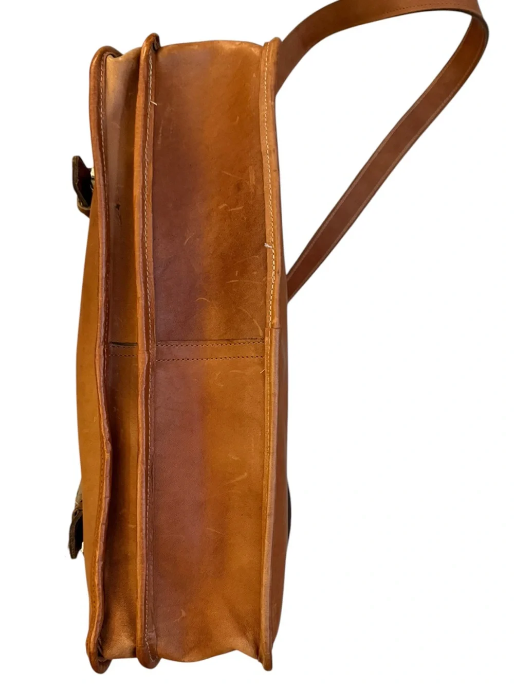 Vintage Robert Cheau Saddle Tan Leather Briefcase Messenger Bag Unused
